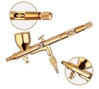 TC TECHNIC - Aérographe - Modélisme - avec Buse de 0,3mm, Réservoir, Double Action, Compatible avec Les Compresseurs pour Les Détails Fins et Une Utilisation Polyvalente, AB-180M, Doré