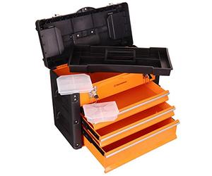 TC TECHNIC Boîte ŕ outils en métal avec 3 tiroirs et blocage, 50 x 40 x 23cm