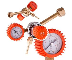 TC TECHNIC - Détendeur pour Bouteille de Gaz - Détendeur avec Manomètre, pour Propane-Butane, GPL pour Bouteilles de Propane de 11kg avec Bride, Laiton, Mini 1 ZR-15P