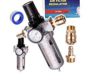 TC TECHNIC Filtre à Air avec Réducteur Pression de Service Maximale 10 bar Empêche Rouille d'Endommager Tuyau Débit d'Air Maximal 4000 l/min Filetage 1/2" (~19 mm) Purge d'Eau Manuelle