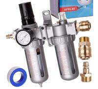 TC TECHNIC Filtre à Air Réducteur Huileur Lubrificateur Pression de Service Maximale 10 Bars Empêche Rouille Débit d'Air Maximal 4000 l/min Taille du Filetage 1/2" (~19 mm) Vidange d'Eau Manuelle