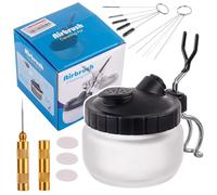 TC TECHNIC - Kit de Nettoyage pour aérographe : kit de Nettoyage Complet pour Pistolets pulvérisateurs et pinceaux - Comprend Un Jeu de pinceaux, Un réservoir avec Filtre et Support