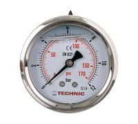 TC TECHNIC Manomètre à glycérine 0-12 Bar 170 PSI 63mm 1/4" à Pneumatique Hydraulique