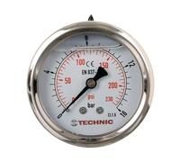 TC Technic Manomètre à glycérine 0-16 Bar 230 PSI 63mm 1/4" à Pneumatique Hydraulique