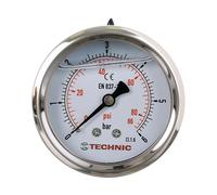 TC TECHNIC Manomètre à glycérine 0-6 Bar 86 PSI 63mm 1/4" à Pneumatique Hydraulique