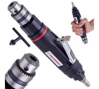 TC TECHNIC - Perceuse Pneumatique Droite 1,5-10 mm avec Mandrin à Clé - Outil Pneumatique Compact avec Raccord Rapide Air Comprimé, Vitesse Réglable, 6,3 Bar