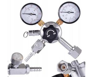 TC TECHNIC Réducteur de pression CO2 - Dioxyde de carbone - Double manomètre Régulateur de pression pour bière, brassage de bière, tireuse à bière