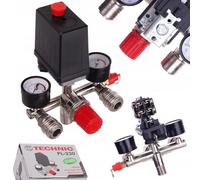 TC TECHNIC Régulateur de pression 230 V avec écharpe de pression avec 2 rouleaux de 0 à 12 bar, filetage extérieur 1/2 » (~ 21 mm)