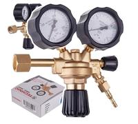 TC TECHNIC Régulateur de pression d'azote RC3-0013-N, régulateur de gaz avec 2 manomètres, boîtier en laiton, 0,5-10 bar, 40 m³/h