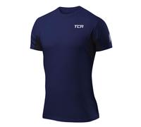 TCA Atomic T-Shirt Quickdry Manches Courtes Tee-Shirt Sport Running & Fitness pour Homme - Bleu Foncé (UPF 50+), M