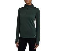 TCA Cloud Fleece Veste Thermique Running Gilet Polaire avec Poche Zippée et Fermeture Éclair Mi-Poitrine pour Femme - Vert Foncé, M
