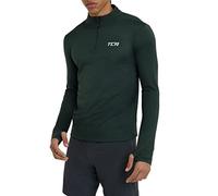 TCA Cloud Fleece Veste Thermique Running Gilet Polaire avec Poche Zippée et Fermeture Éclair Mi-Poitrine pour Homme - Vert Foncé, L