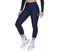 TCA Collant de Cyclisme 3/4 Rembourré pour Femmes, Short de Vélo à Taille Haute Respirant avec Poches, Anti-Dérapant et Séchage Rapide - Bleu Foncé, S