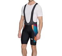 TCA Cuissard Vélo À Bretelles Homme Rembourré - Cuissard Cyclisme avec Poches Latérales - Séchage Rapide Route, Gravel & VTT - Orange Graphic, XL