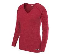 TCA Elle T-Shirt Manches Longues à Col en V Tee-Shirt de Sport & Running pour Femme - Rose, L