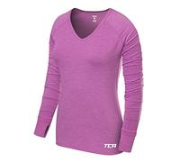 TCA Elle T-Shirt Manches Longues à Col en V Tee-Shirt de Sport & Running pour Femme - Lilas, M