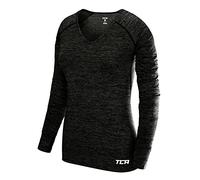 TCA Elle T-Shirt Manches Longues à Col en V Tee-Shirt de Sport & Running pour Femme - Noir, L
