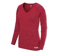 TCA Elle T-Shirt Manches Longues à Col en V Tee-Shirt de Sport & Running pour Femme - Rose, L