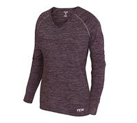 TCA Elle T-Shirt Manches Longues à Col en V Tee-Shirt de Sport & Running pour Femme - Violet, L