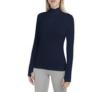 TCA Fusion T-Shirt de Sport et Running Léger Tee-Shirt Manches Longues Quickdry avec Fermeture Éclair Mi-Poitrine pour Femme - Bleu Foncé, S