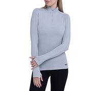 TCA Fusion T-Shirt de Sport et Running Léger Tee-Shirt Manches Longues Quickdry avec Fermeture Éclair Mi-Poitrine pour Femme - Gris, XS