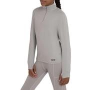 TCA Fusion T-Shirt de Sport et Running Léger Tee-Shirt Manches Longues Quickdry avec Fermeture Éclair Mi-Poitrine pour Fille - Gris, 6-8 Ans