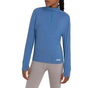 TCA Fusion T-Shirt de Sport et Running Léger Tee-Shirt Manches Longues Quickdry avec Fermeture Éclair Mi-Poitrine pour Fille - Bleu, 10-12 Ans