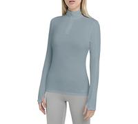 TCA Fusion T-Shirt de Sport et Running Léger Tee-Shirt Manches Longues Quickdry avec Fermeture Éclair Mi-Poitrine pour Femme - Cyan, M