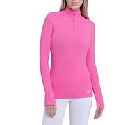 TCA Fusion T-Shirt de Sport et Running Léger Tee-Shirt Manches Longues Quickdry avec Fermeture Éclair Mi-Poitrine pour Femme - Rose, S