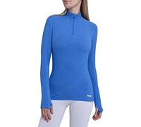TCA Fusion T-Shirt de Sport et Running Léger Tee-Shirt Manches Longues Quickdry avec Fermeture Éclair Mi-Poitrine pour Femme - Bleu, XS