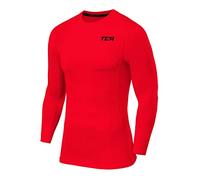 TCA Garçon Pro Performance Maillot de Compression Manches Longues Col Roulé - Rouge, 10-12 Ans