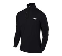 TCA Haut Running Homme Hiver - Vetement Sport Homme Manches Longues - Quickdry Fusion Pro avec Fermeture Éclair à Mi-Poitrine - Tenue pour Course à Pied et Jogging - Noir/Noir, XXL