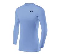 TCA HyperFusion sous T-Shirt Manches Longues Couche de Base de Compression pour Homme - Col Rond/Col Montant - Bleu Clair, 8-10 Ans