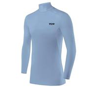 TCA HyperFusion sous T-Shirt Manches Longues Couche de Base de Compression pour Homme - Col Rond/Col Montant - Bleu Clair, L