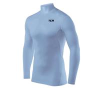 TCA HyperFusion sous T-Shirt Manches Longues Couche de Base de Compression pour Homme - Col Rond/Col Montant - Bleu Clair, XL
