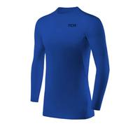 TCA HyperFusion sous T-Shirt Manches Longues Couche de Base de Compression pour Homme - Col Rond/Col Montant - Bleu Brillant, S