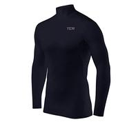 TCA HyperFusion sous T-Shirt Manches Longues Couche de Base de Compression pour Homme - Col Rond/Col Montant - Bleu Foncé Col Montant, XXL