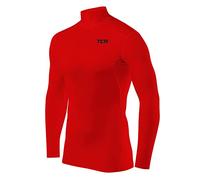 TCA HyperFusion sous T-Shirt Manches Longues Couche de Base de Compression pour Homme - Col Rond/Col Montant - Rouge Col Montant, XL