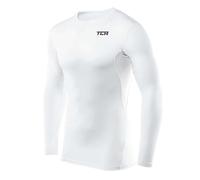 TCA HyperFusion sous T-Shirt Manches Longues Couche de Base de Compression pour Homme - Col Rond/Col Montant - Blanc, M