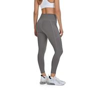 TCA Leggings 7/8 Taille Haute pour Femmes - Leggings Ultra Doux avec Contrôle du Ventre et 2 Poches Latérales Ouvertes pour la Course, la Gym et Le Yoga -Charcoal/Grey, L