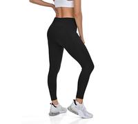 TCA Leggings 7/8 Taille Haute pour Femmes - Leggings Ultra Doux avec Contrôle du Ventre et 2 Poches Latérales Ouvertes pour la Course, la Gym et Le Yoga -Black Stealth, L