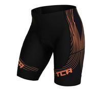 TCA Short Cycliste rembourré pour Homme Slipstream, séchage Rapide, Respirant et antidérapant avec Poche zippée à l'arrière - Short Cycliste idéal pour Homme - Vêtements de Cyclisme - Noir/Orange, M