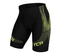 TCA Short Cycliste rembourré pour Homme Slipstream, séchage Rapide, Respirant et antidérapant avec Poche zippée à l'arrière - Short Cycliste idéal pour Homme - Vêtements de Cyclisme - Noir/Jaune, XXL