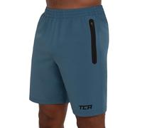 TCA Short Sport Homme Court - Short Homme Sport avec Poche Zipée - Bermuda de Running Léger Elite Tech Pas Cher - Vêtement en Polyester - Musculation - Fitness s - Bleu, XXXL