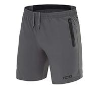 TCA Short Sport Homme Court - Short Homme Sport avec Poche Zipée - Bermuda de Running Léger Elite Tech Pas Cher - Vêtement en Polyester - Musculation - Fitness s - Gris, XXXL