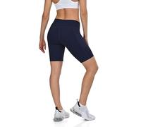 TCA Shorts de Yoga Taille Haute pour Femmes - Shorts de Cyclisme Ultra Doux avec Contrôle du Ventre et 2 Poches Latérales Ouvertes pour la Course, la Gym et l'Entraînement - Navy Blazer, L