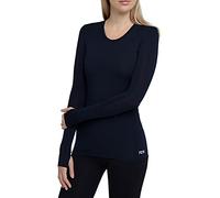 TCA Stamina T-Shirt Léger Sport & Running Tee-Shirt Manches Longues avec Poche Zippée pour Femme - Bleu Foncé, M