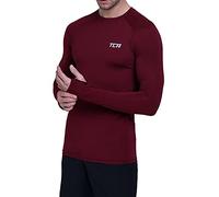 TCA Stamina T-Shirt Léger Sport & Running Tee-Shirt Manches Longues avec Poche Zippée pour Homme - Cabernet, M
