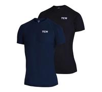 TCA Superlight Gym Tops for Men 2 Pack, Lightweight, Breathable, Running Top Men & Gym T Shirts Men - Mens T Shirts Multipack, Gym Top - Noir + Bleu Foncé, XL