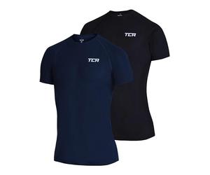 TCA Superlight Gym Tops for Men 2 Pack, Lightweight, Breathable, Running Top Men & Gym T Shirts Men - Mens T Shirts Multipack, Gym Top - Noir + Bleu Foncé, XL